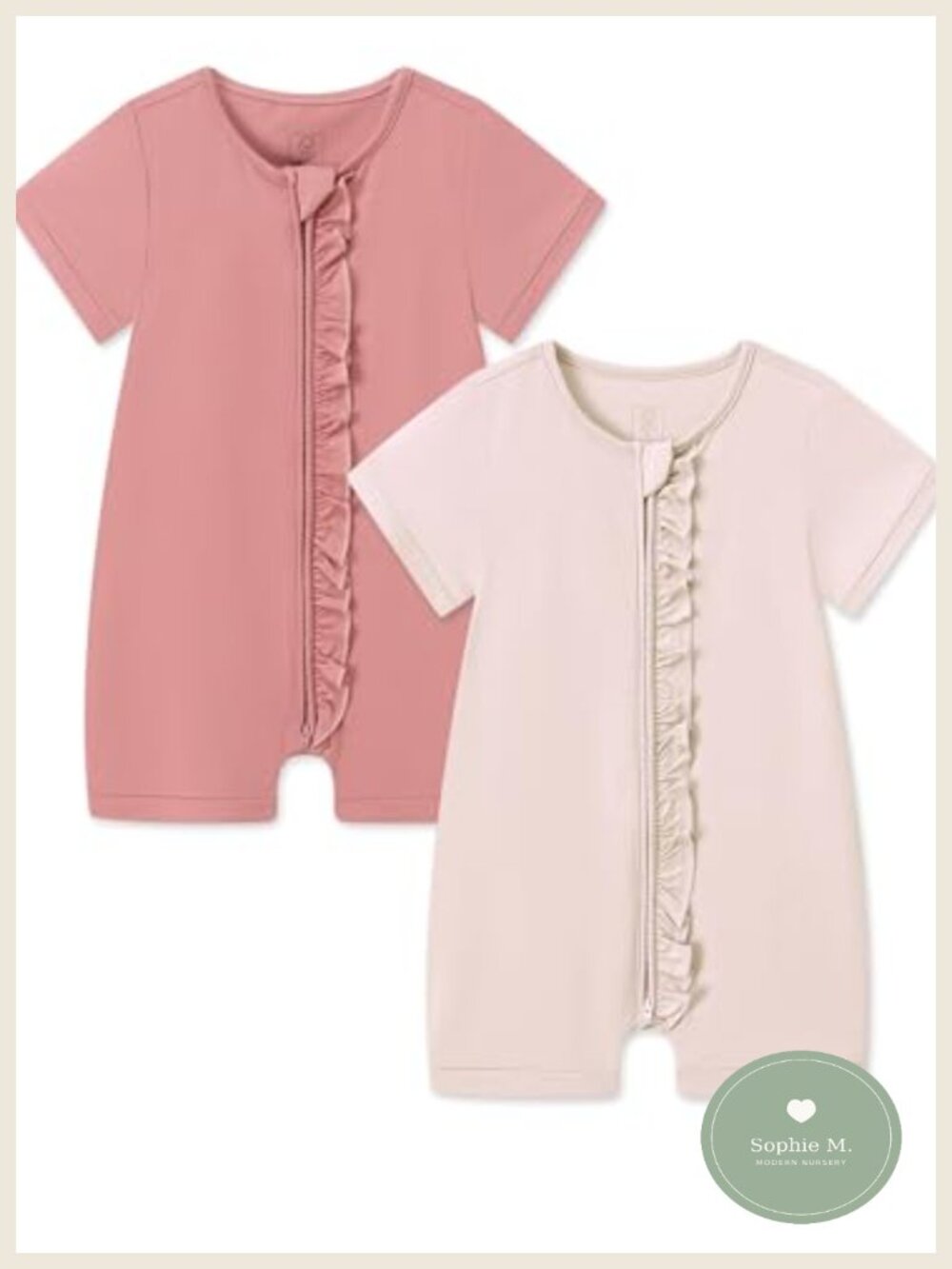 Baby Sleeper Short Sleeve Romper Jumpsuit, Viscose from Bamboo, 2-Way Zipper,